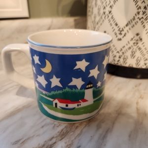 Tienshan Stoneware Starry Barn mugs - Set of 4